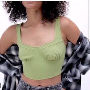 L.A Hearts Green zip back corset Top Size S